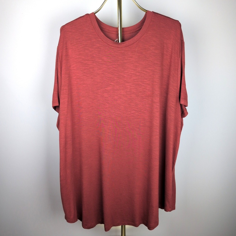 NWT 24/7 by Maurices Women 1X Top Orange Slub Knit Crew Neck Short Sleeve Tee